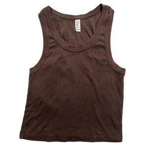 Los Angeles Apparel Sporty Baby Rib Crop Tank in Brown